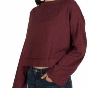 Free People Waking in Hueco Crop Sweater Large